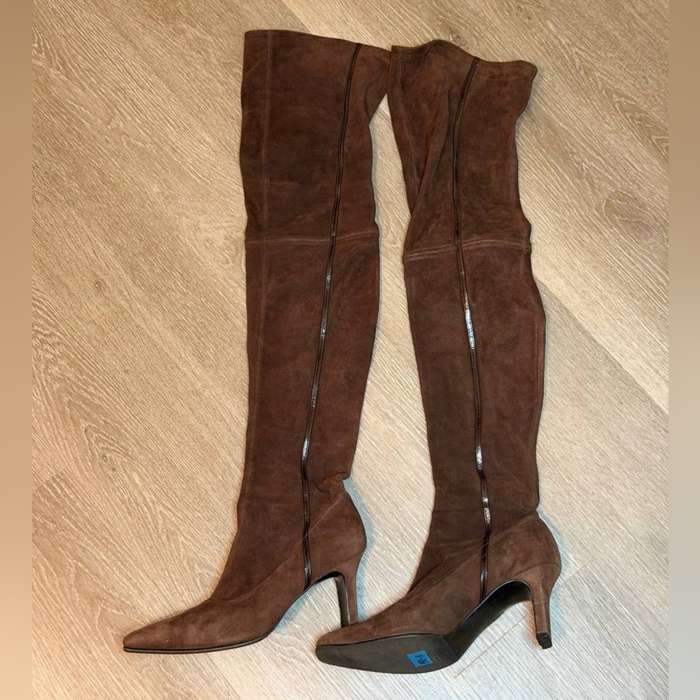 Salvatore Ferragamo Brown Suede Over-the-Knee Boots Size 38